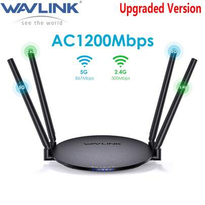 无线路由器 1200Mbps，双频 5GHz+2.4GHz WiFi 5 路由器，配备 1000Mbps WAN/LAN，适用于家庭和办公室的远距离覆盖，支持路由器/接入点/中继器模式