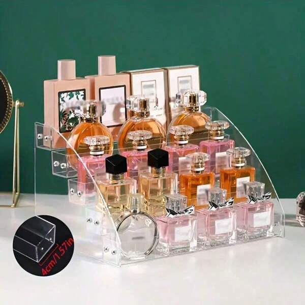 1pc Cosmetic Organizer Multi-Layer Transparent Display Shelf For Makeup,For Holiday Beach, Bathroom Collection, Bedroom Collection, Large Capacity