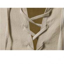 Camisa Cuello Mao Hombre Casual Manga Larga Estilo Escocesas - Caqui - Ver 5