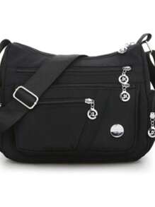 Bolsa Feminina Nylon Impermeável Tiracolo Boa Qualidade Compacto ref: b112 - Preto - Visão 1