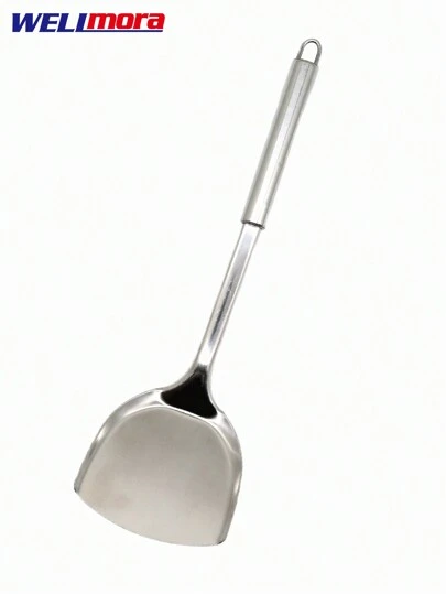 Espátula De Cocina (33 Cm) Hecha De Acero Inoxidable Pulido - Mango Resistente A Manchas Y Rayones - Superficie Lisa Para Mejor Adherencia De Tus Alimentos -  Apta Para Todo Tipo De Sartenes