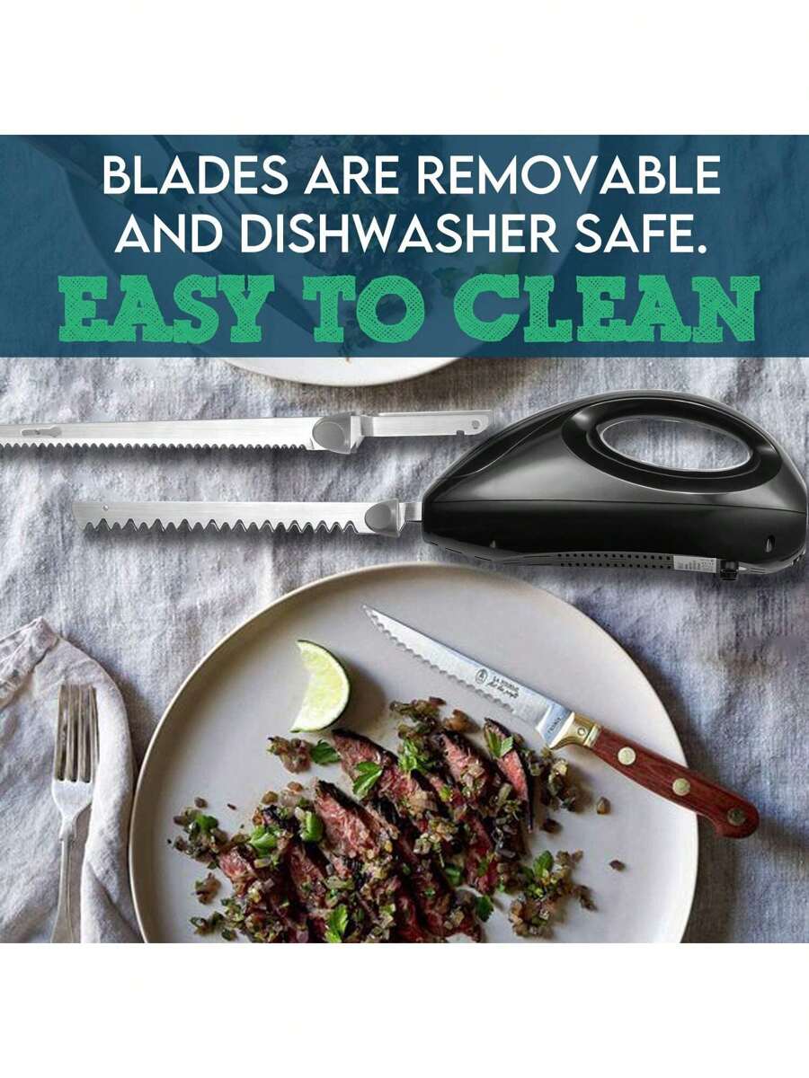 1pc Electric Knife, Electric Carving Knife With 2 Serrated 8" Stainless ...