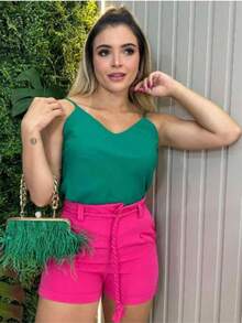 Women Shorts - 玫瑰紅 - 查看 1