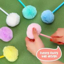 6pcs Plush Ball Cartoon Ballpoint Pens, Cute And Highly Attractive , Fluffy Pens In Multiple Colors, Colorful Ballpoint Pens Suitable For School Use, Back To School Gift (Pink) - Multicolor - View 7