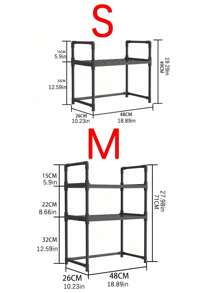 1 件多功能厨房微波炉和烤箱架、双层调味架、独立式储物柜，用于存放厨房碗碟、储物、厨房收纳、厨房用品、房间装饰、家居装饰。 - 白色 - 查看 3
