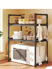 1 件多功能厨房微波炉和烤箱架、双层调味架、独立式储物柜，用于存放厨房碗碟、储物、厨房收纳、厨房用品、房间装饰、家居装饰。 - 白色 - 查看 5