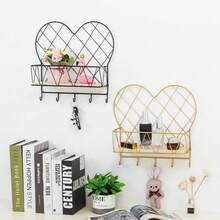 1個有木質橫板和掛鉤的門廳鑰匙架,壁掛式儲物架,裝飾性懸浮式客廳臥室牆壁壁架 - 黑色 - 查看 3