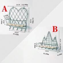 1個有木質橫板和掛鉤的門廳鑰匙架,壁掛式儲物架,裝飾性懸浮式客廳臥室牆壁壁架 - 黑色 - 查看 2
