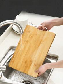 1pc Bamboo Cutting Board With Handle For Kitchen, Chopping, Slicing, Dicing, Rolling Dough, Meat Tenderizing,