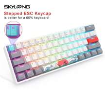 SKYLOONG SK61 USB Wired Keyboard 60% Profile RGB Backlight Mechanical Keyboard Hot Swappable Optical Switch PBT Double-Shot Keycaps Tactile/Linear Switch Gaming Keyboard - SEA and SUN V2 - View 10