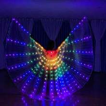 Adult Led Light Up Colorful Belly Dance Wings With Extendable Sticks Dance Costume Cape For Performance - Multicolor - View 2