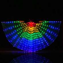 Adult Led Light Up Colorful Belly Dance Wings With Extendable Sticks Dance Costume Cape For Performance - Multicolor - View 1