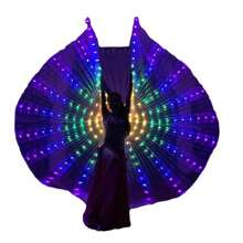 Adult Led Light Up Colorful Belly Dance Wings With Extendable Sticks Dance Costume Cape For Performance - Multicolor - View 3