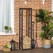 Scaffale Porta Legna Legnaia Verticale Supporto per Legna Portata 100kg Metallo 40 * 25 * 150cm - nero - Visualizzare 1
