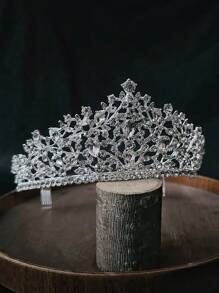 1pc Ladies' Silver Multifunctional Bridal Crown, Princess Wedding Dress, Luxury Rhinestone Decor Hair Accessory, Great For Fashion Show, Photo Studio, Birthday And Other Celebrations Royal Tiaras - Silver - View 6