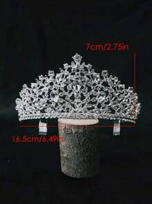 1pc Ladies' Silver Multifunctional Bridal Crown, Princess Wedding Dress, Luxury Rhinestone Decor Hair Accessory, Great For Fashion Show, Photo Studio, Birthday And Other Celebrations Royal Tiaras - Silver - View 7