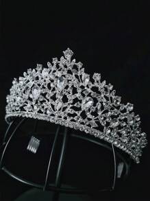 1pc Ladies' Silver Multifunctional Bridal Crown, Princess Wedding Dress, Luxury Rhinestone Decor Hair Accessory, Great For Fashion Show, Photo Studio, Birthday And Other Celebrations Royal Tiaras - Silver - View 3