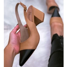 Women Pumps - 稻草配黑色 - 查看 4