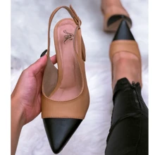 Women Pumps - 稻草配黑色 - 查看 3