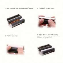 1pc, Rolling Machine, Metal Cigarette Roller, Black Manual Cigarette Rolling Tool, Portable Cigarette Maker Equipment, Smoking Accessories - Black - View 3