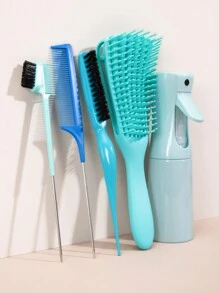 WANMEI 5件套美发造型刷套装，包含：定型刷、蓬松刷、造型尾梳、丰盈马尾刷、眉刷、化妆刷、睫毛梳、睫毛分离器、睫毛嫁接工具、女士美容工具、化妆刷、三合一定型刷（塑料材质），适用于浓密卷发或打结的接发，梳子、发刷、定型刷、解结刷、球形刷、迷你刷、刷具套装 - 彩色 - 查看 13