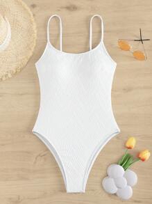 Maillot de bain une pièce slim sexy à texture unie pour l'été