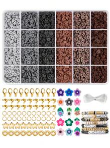 15600件/14400件/7200件/4800件/2400件黏土珠手鍊製作套件，包含字母珠、扁平聚合物珠、珠寶製作用品、彩繩彈性線，適用於女孩手工藝禮物套裝 - 2400pcs - 查看 16