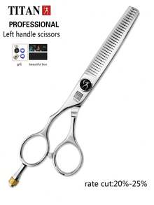 TITAN HIRLD Professional Left-Handed Hairdressing Scissors, Set Of Flat, Thinning, And Blending Shears, Made Of 440C Steel, 6 Inches - Silver - View 9