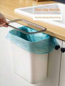 1pc Household Kitchen Wall-Mounted Trash Can, Kitchen Cabinet Door Trash Can Hanging Storage Trash Can - White - View 3