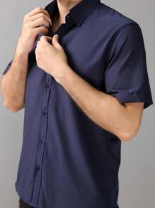 Men Shirts - 藏蓝色 - 查看 1