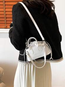 Mini Crocodile Printed Handheld Crossbody Cosmetic Pouch Bag - White - View 6