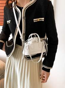 Mini Crocodile Printed Handheld Crossbody Cosmetic Pouch Bag - White - View 5