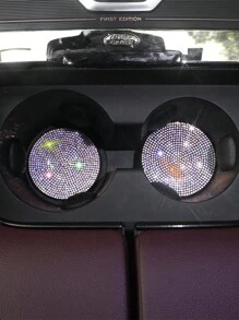 2pcs/Set Colorful Rhinestone Decor Car Cup Mats - Multicolor - View 2