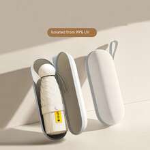 1 Miếng Gấp lại Ô dù 8 Xương sườn , Thiết kế viên nang Mini mặt trời & Mưa Ô dù , Có thể mang đi Túi nhỏ Ô dù - Màu be - Xem 7