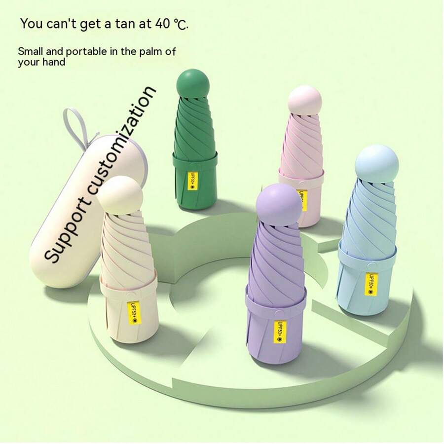 1 Miếng Gấp lại Ô dù 8 Xương sườn , Thiết kế viên nang Mini mặt trời & Mưa Ô dù , Có thể mang đi Túi nhỏ Ô dù