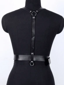 1 Miếng Của phụ nữ Hai lớp chất liệu da PU Harness Ngực & Eo Thắt lưng Với Sự trói buộc Dây đeo - màu đen - Xem 5