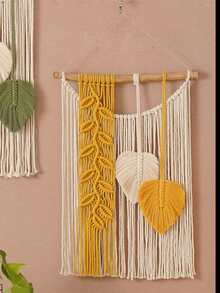 1入手工編織掛毯,波西米亞流蘇家居裝飾客廳牆面掛飾 - 黃色 - 查看 3