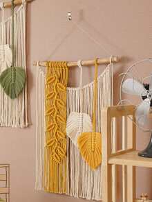1入手工編織掛毯,波西米亞流蘇家居裝飾客廳牆面掛飾 - 黃色 - 查看 4