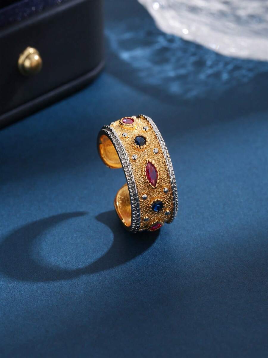 1 Miếng Nhiều màu Khối Zirconia  & Dây điện Vẽ Thiết kế Mở Nhẫn - Nhiều màu - Xem 1