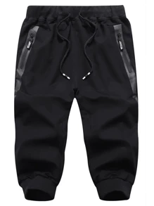 Short Pesquero Deportivo Casual Pants Capri Cómodos Moda - Negro - Ver 1