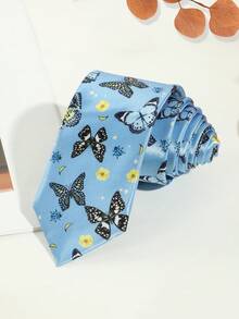 1條男裝休閒蝴蝶和花卉圖案絲質y2k領帶,適用於派對和日常穿著 - 蝴蝶款 - 查看 12