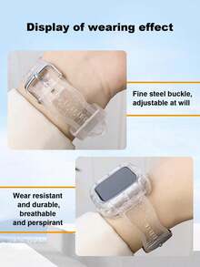 1入女性閃光透明矽膠手錶表帶和外殼，兼容蘋果手錶帶40mm、38mm、41mm、42mm、44mm、45mm，時尚運動手錶替代帶，適用於SE 8 7 6 5 4 3 2 1系列