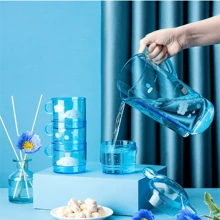 Miniso Juego de jarra de agua apilable de Sanrio Cinnamoroll de 1400ml/47.35oz, material a prueba de fugas y fácil de limpiar, perfecto para cumpleaños, picnics y celebraciones temáticas (1 pieza) - Azul - Ver 1