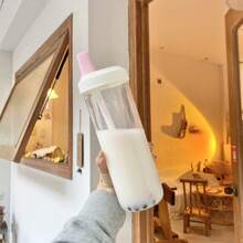 1只大容量便攜式吸管水杯,適用於戶外露營、家庭廚房、牛奶、茶和果汁