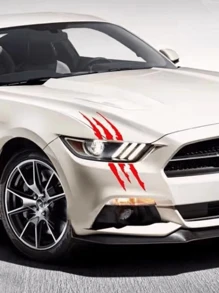 2pcs Red Car Headlight Sticker Claw Decal Universal For Car Bonnet Eyebrow Scratch