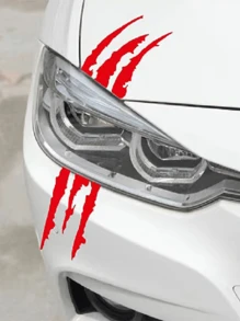 2pcs Red Car Headlight Sticker Claw Decal Universal For Car Bonnet Eyebrow Scratch
