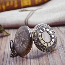 Vintage Pocket Watch Necklace For Men, Arabic Numerals With Chain - Bronze - View 2