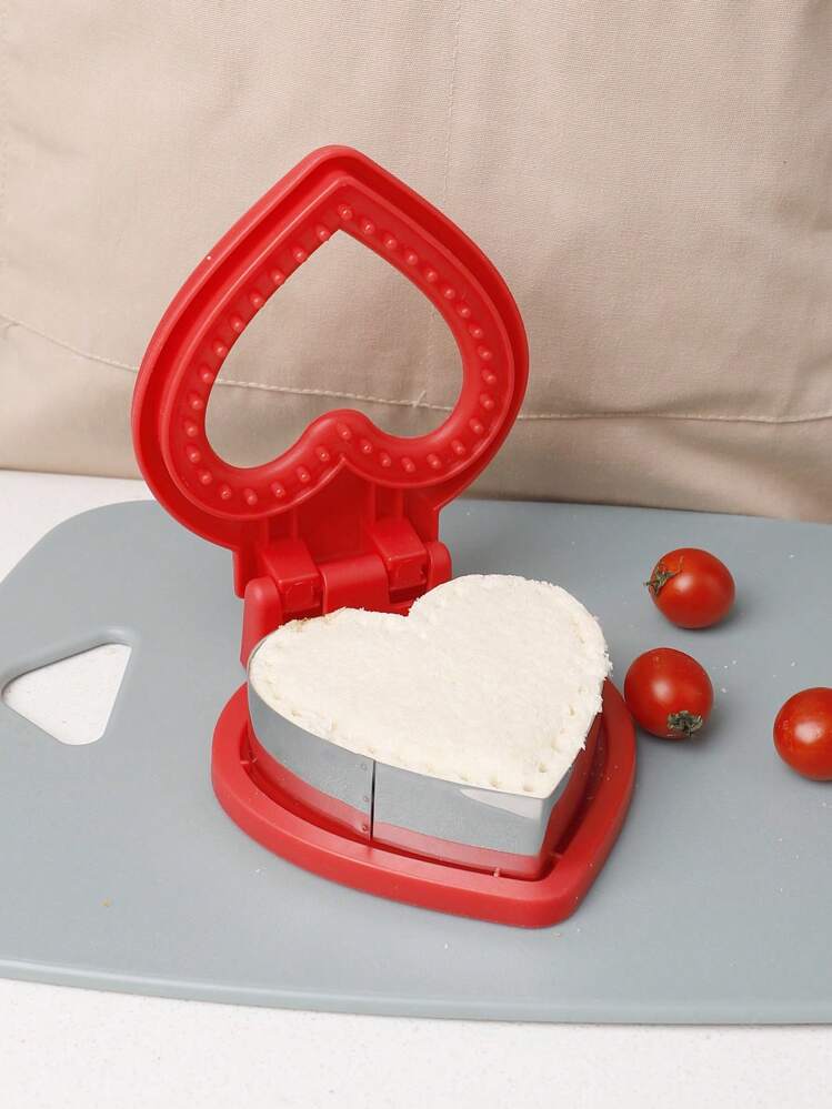 1个不锈钢心形护手三明治切割器，密封边缘口袋面包模具，家用DIY烘焙工具，吐司夹，面包切片模具，方便易清洗，适用于烘焙糕点，情人节派对，家居装饰，家居礼品 - 紅色 - 查看 7