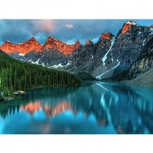 Cross Stitch Needlework Embroidery Kits | Nature Mountain Lake (Printed Canvas) - 11CT - Xem 1