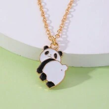 1pc Cute Panda Necklace - Yellow Gold - View 1